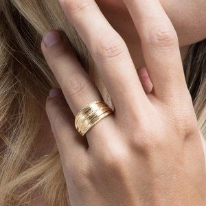 Boho Layered Brass Textured Satin Ring